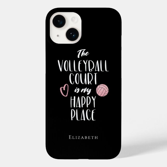 personalised volleyball court is my happy place Case-Mate iPhone case (Back)