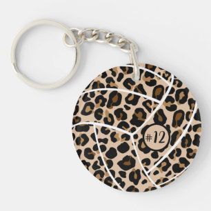 Personalised Volleyball Gift Idea, Leopard Key Ring
