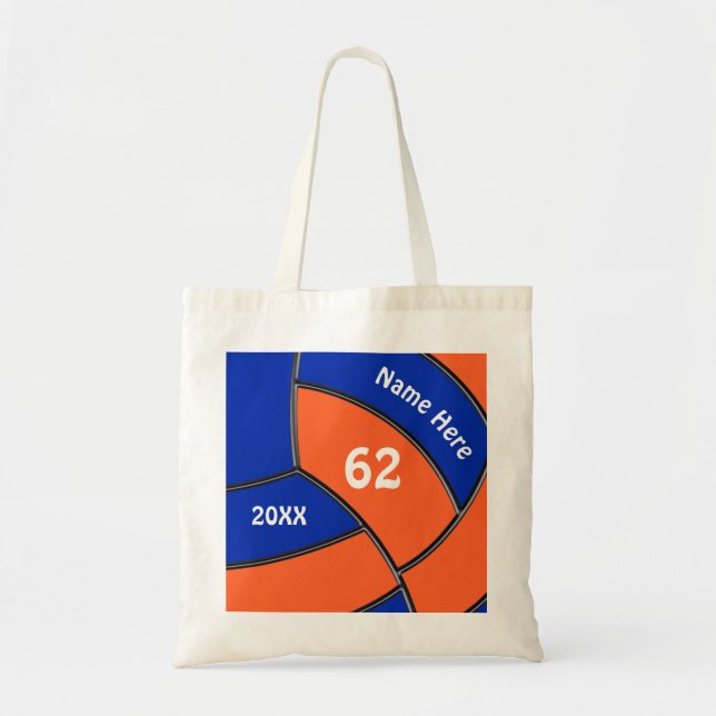 Personalised Volleyball Gifts for Players, Blue Tote Bag (Front)