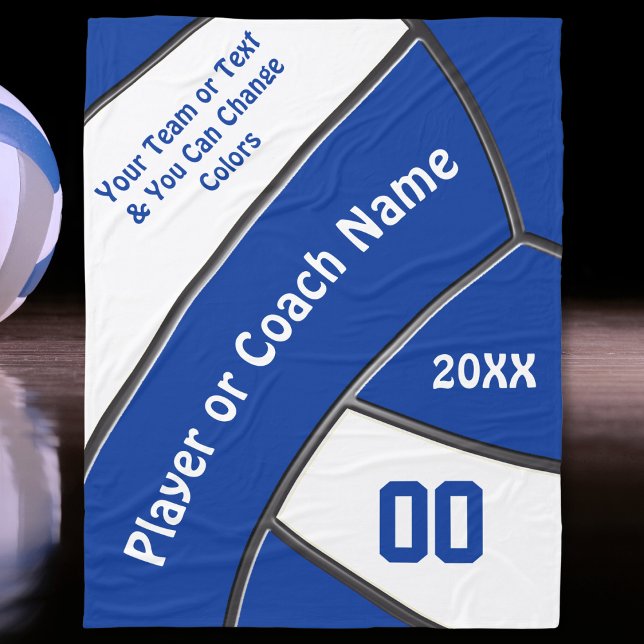 Personalised Volleyball Gifts for Players or Coach Fleece Blanket (Volleyball Fleece Blanket. Gift ideas for Volleyball Coaches. Gifts for Volleyball Seniors. Blue.)