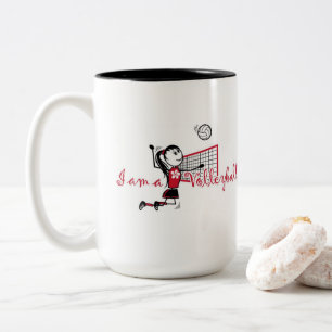 Personalised Volleyball Girl Two-Tone Coffee Mug