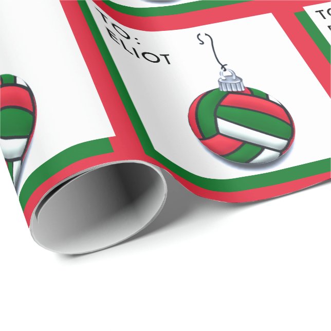 Personalised Volleyball Holiday Gift Wrapping Paper (Roll Corner)