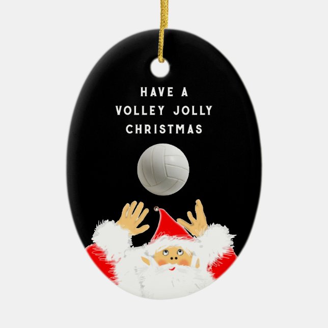personalised volleyball keepsake ceramic tree decoration (Front)