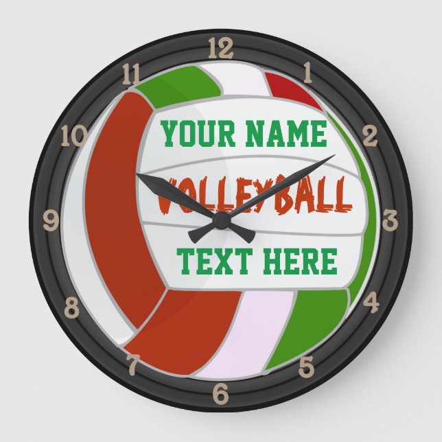 Personalised Volleyball Name and Text Large Clock (Front)