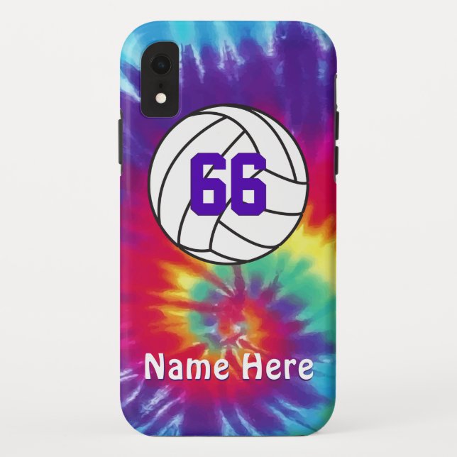 Personalised Volleyball Phone Case Tie Dye Design (Back)