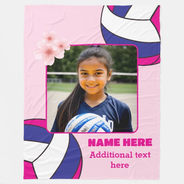 Personalised Volleyball Photo Fleece Blanket (Front)
