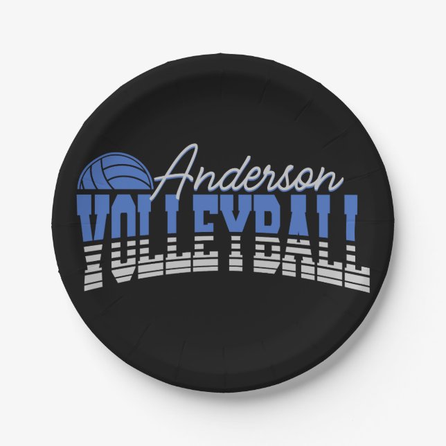 Personalised Volleyball Player ADD NAME Team Champ Paper Plate (Front)