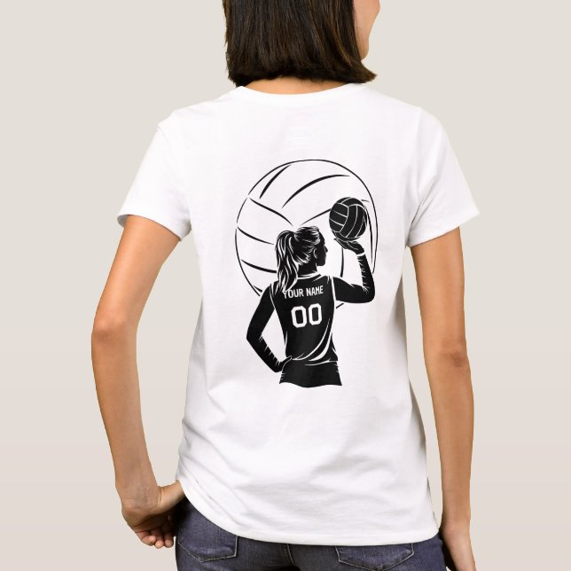 Personalised Volleyball Player Custom Name & Numbe T-Shirt (Back)