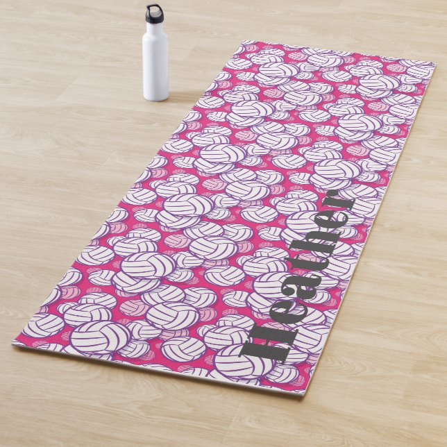 Personalised Volleyball Player Gift Pink Monogram Yoga Mat (In Situ)