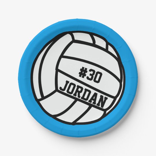 Personalised Volleyball Player Number, Name, Team Paper Plate Zazzle