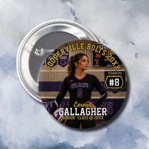 Personalised Volleyball Player Photo 6 Cm Round Badge