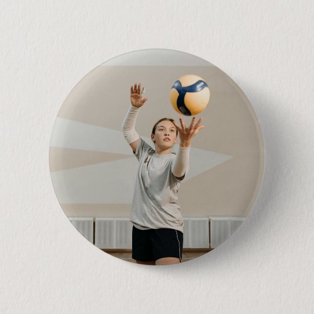 Personalised Volleyball Player Photo Sport 6 Cm Round Badge (Front)