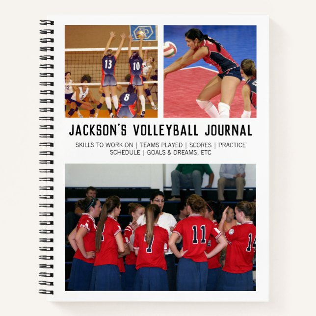 Personalised Volleyball Player Team Photo Collage Notebook (Front)