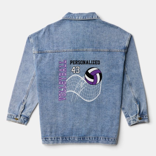 Personalised Volleyball - Purple Denim Jacket (Back)