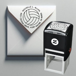 Personalised Volleyball Round Return Address Self-inking Stamp