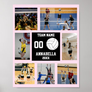 Personalised Volleyball Team Girls Photo Collage Poster