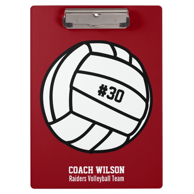 Personalised Volleyball Team, Player Name & Number Clipboard (Front)