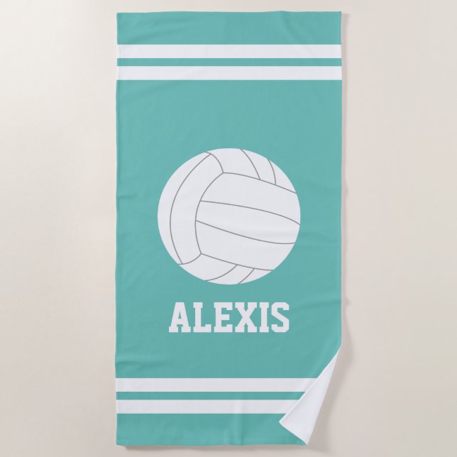 Personalised Volleyball Themed Kids Beach Towel (Front)