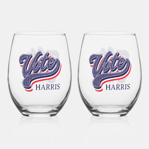 Personalised Vote Election Stars and Stripes Stemless Wine Glass