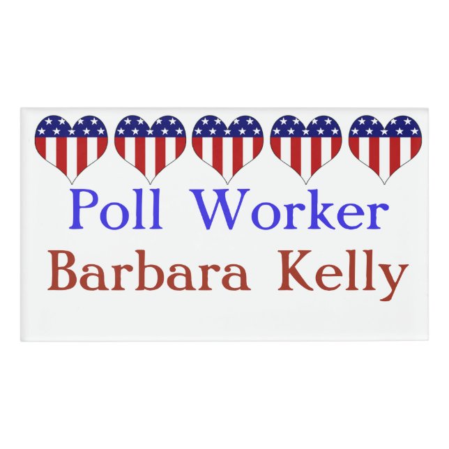 Personalised Voting Poll Worker Name Tag (Front)