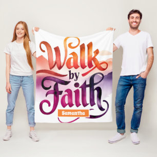 Personalised Walk By Faith Christian  Fleece Blanket