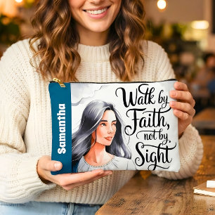 Personalised Walk By Faith Christian Women Accessory Pouch