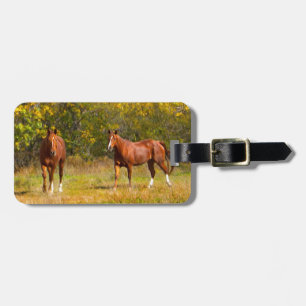 Personalised Walking Fall Horses Luggage Tag