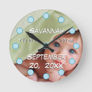 Personalised Wall Clock Baby Boy Stats
