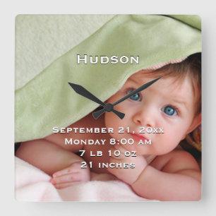 Personalised Wall Clock Baby's Name Birth Stats