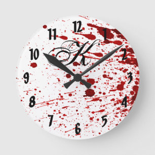 Personalised Wall Clock Blood Splatter Vampire Got