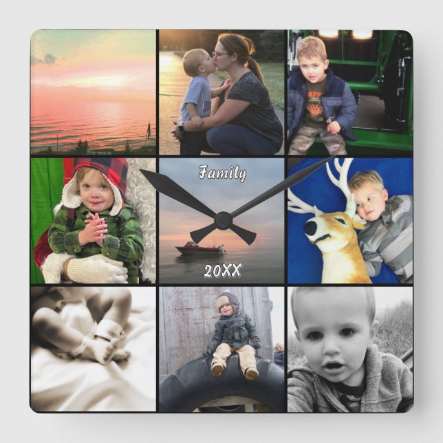 Personalised Wall Clock Family or Couple's Photos (Front)