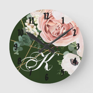 Personalised Wall Clock Geometric Garden Rose Hunt