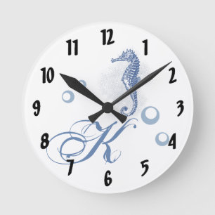 Personalised Wall Clock Seahorse Ocean Beach Water