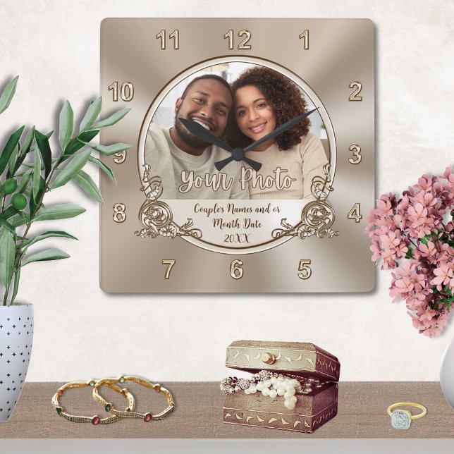 Personalised Wall Clock Wedding Gift, Shower or,  (Wedding wall clock gift. Photo wedding clock. Bridal shower gifts for the bride who has everything. )