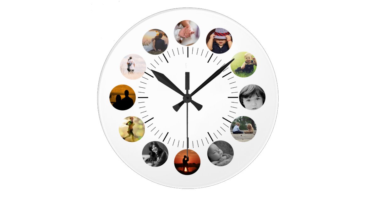 Personalised Wall Clock With Photos Zazzle.co.uk