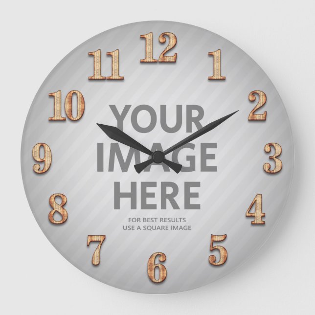 Personalised Wall Clocks Big Wood Numbers Photo (Front)