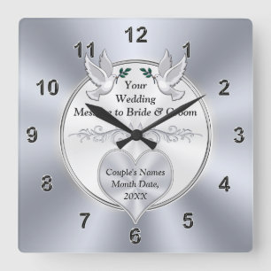 Personalised Wall Clocks for Weddings, Love Birds,