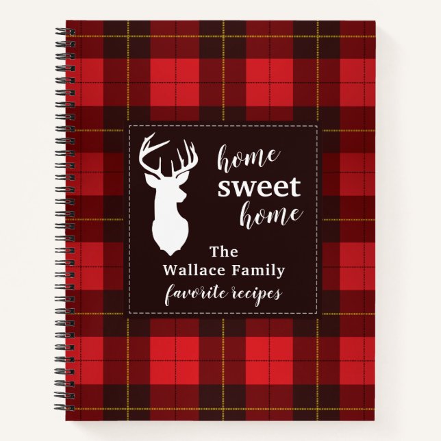 Personalised Wallace Tartan Plaid Family Recipe Notebook (Front)