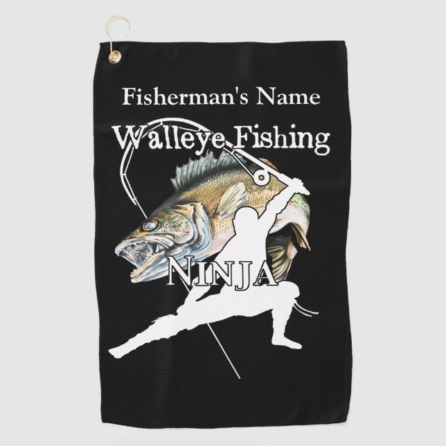 Personalised Walleye Fishing Ninja D Fishing Towel (Front)