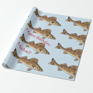 Personalised Walleye Pike Happy Birthday Wrapping Paper