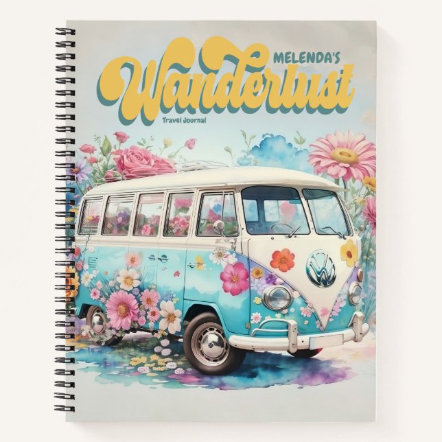 Personalised Wanderlust Retro Bus Travel Journal (Front)