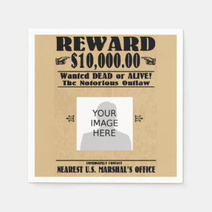 Personalised Wanted Dead or Alive Napkins