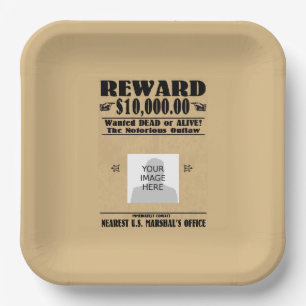 Personalised Wanted Dead or Alive Paper Plate