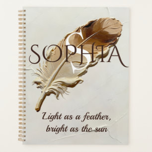 Personalised Warm Brown Feather Monogram Planner