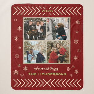 Personalised Warm Rustic Cosy Photo Collage Year Sherpa Blanket