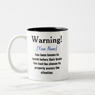 Personalised Warning Message Mug