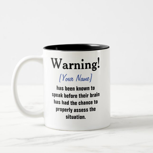 Personalised Warning Message Mug (Left)