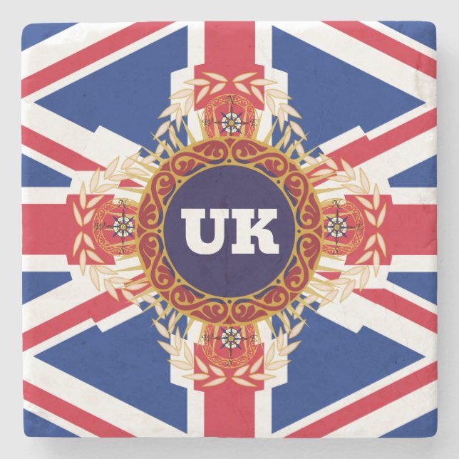 Personalised Warped UK Monogram Stone Coaster (Front)