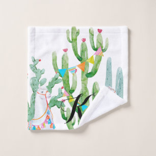 Personalised Wash Cloth Boho Llama Bohemian Cacti