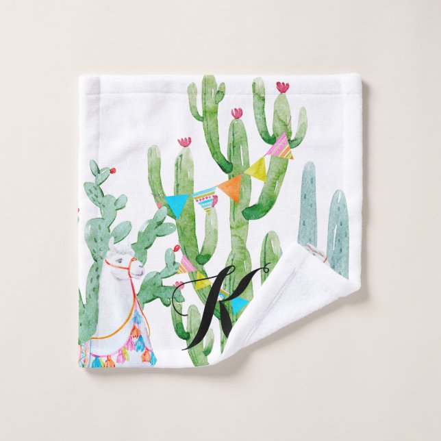 Personalised Wash Cloth Boho Llama Bohemian Cacti (Wash Cloth)